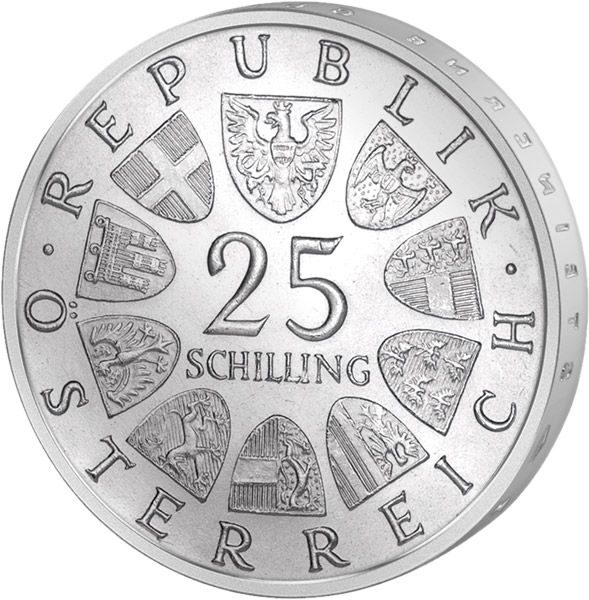 Strieborná minca 25 Schilling