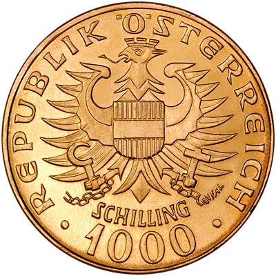 Zlatá minca Babenberger 1000 Schilling