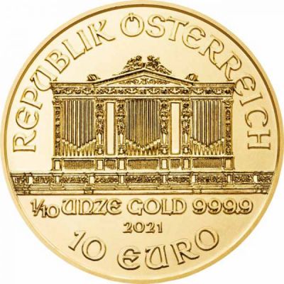 Zlatá minca Viedenskí filharmonici - rôzne roky, 1/10 oz
