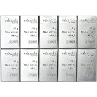Strieborný tabulkový zliatok CombiBar Valcambi, 10 x 10 g