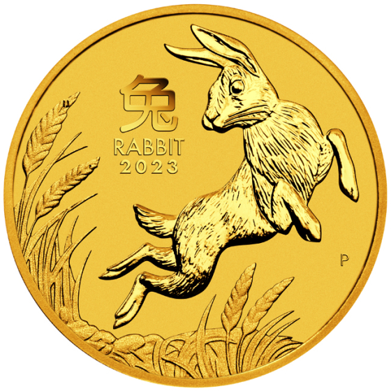 Zlatá minca Lunárna séria III - Rok Zajaca 2023, 1/20 oz