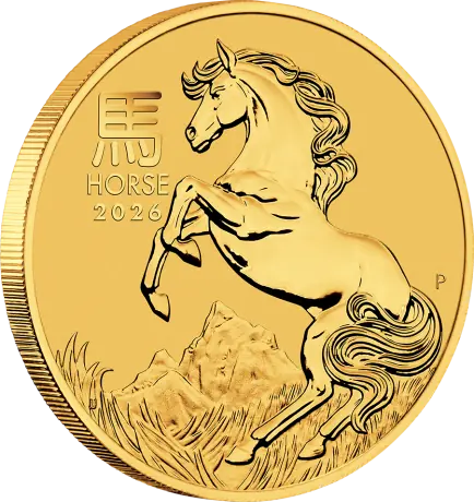 Zlatá minca Lunárna séria III: Rok Koňa 2026, 1/20 oz