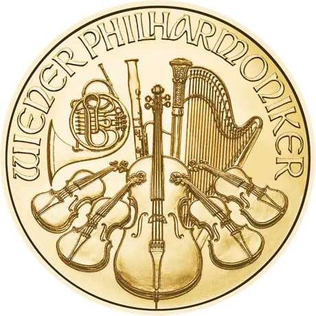 Zlatá minca Viedenskí filharmonici 2026, 1/25 oz