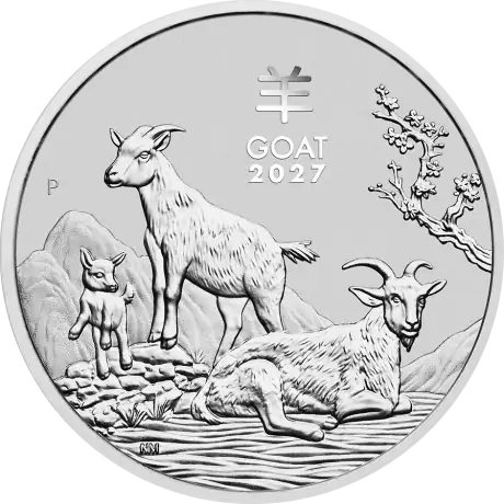 Strieborná minca Lunárna séria III - Rok kozy 2027, 5 oz